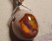 Mexican Boulder Opal and Mexican Opal  pendant ......  LOVELY  .......                   e208