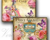 Princess Party Invitations. Postcard Digital Collage Sheet. 4443 4444