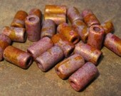 Mykonos Greek Ceramic Beads MELITZANIA II Beads 6x10mm Small Tube (10)