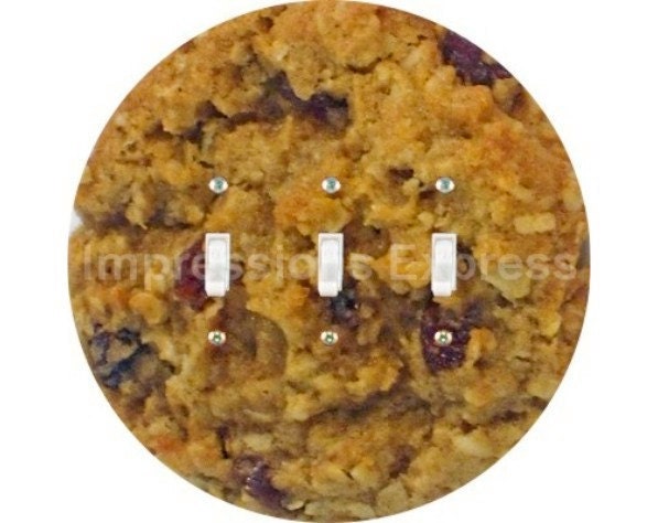 Oatmeal Raisin Cookie Triple Toggle Switch Plate Cover