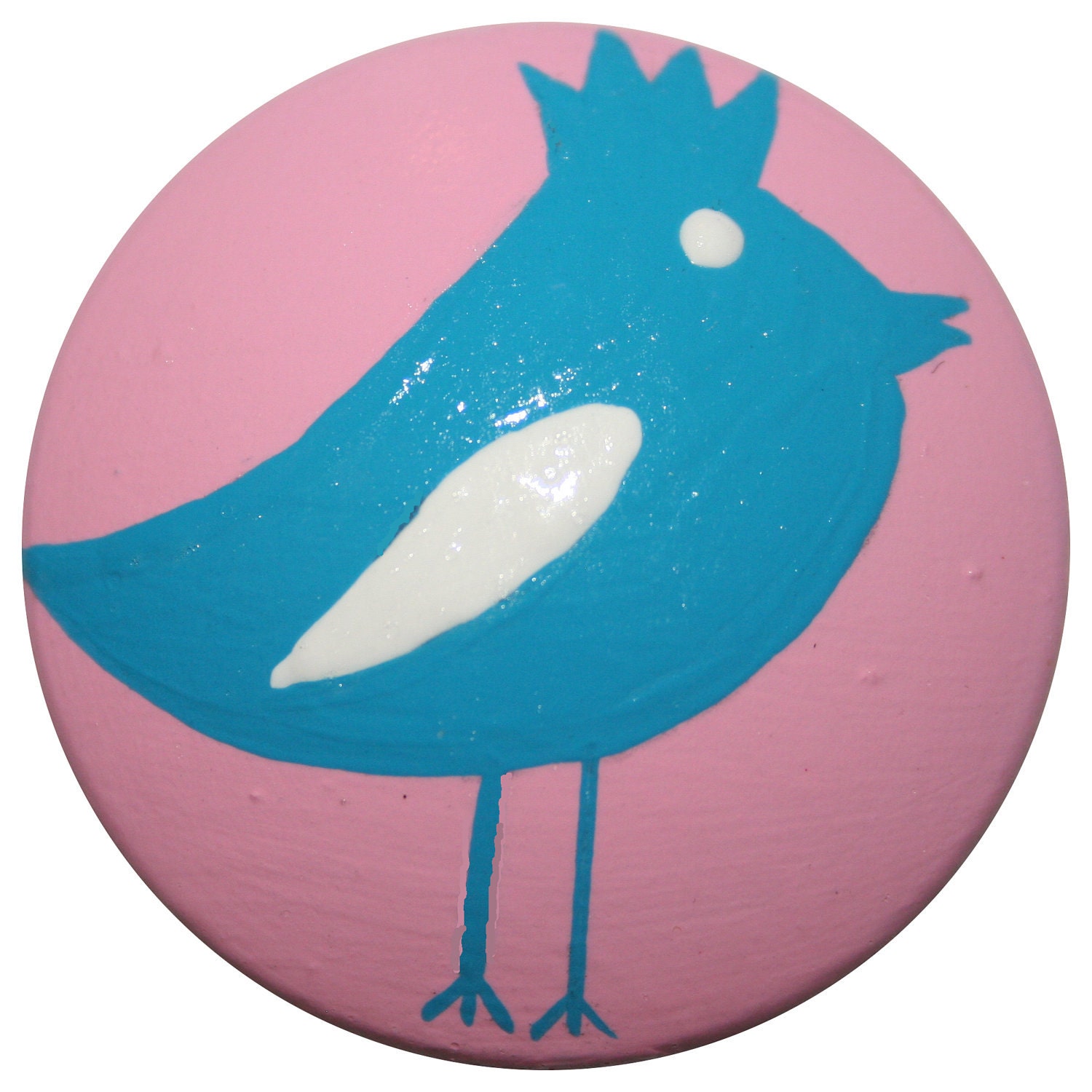 Pink Base with Blue Bird Pull or Dresser Drawer Knobs