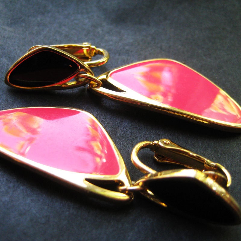 Vintage 80's Avon // Mondrian Inspired Enamel Earrings