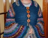 Dorothy's Technicolor Crocheted Sweater Dream Coat with Molly Weasley Sleeves, Reserved for Kim