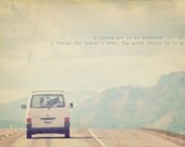 Travel Van Photo Art Print Drive Road Trip Endless Road Mountains - 5 x 7 - BOGO