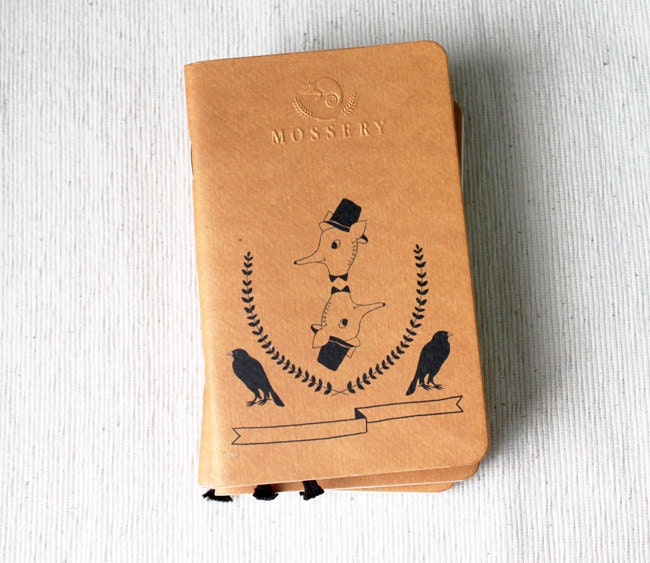 Mr Deer with two crows Pocket Notebook Handmade By Mossery