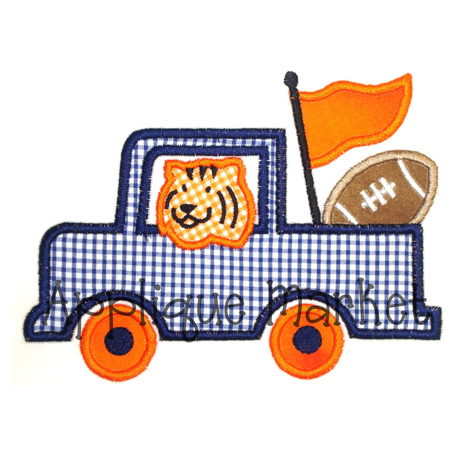 Machine Embroidery Design Applique Truck with Tiger