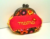 Coin Purse Embroidered with Mama