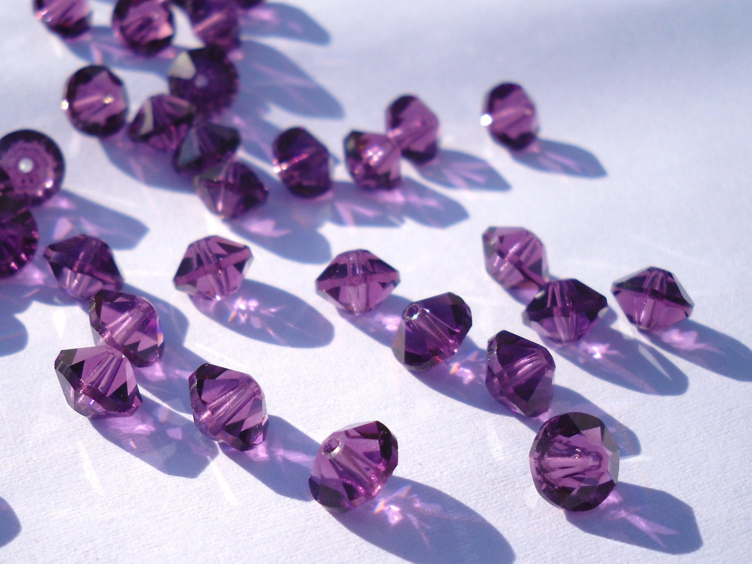 Vintage Swarovski Crystal Beads, 7mm Amethyst, Art. 5307