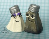 Salt and Pepper Wedding Cake Topper Character Shakers