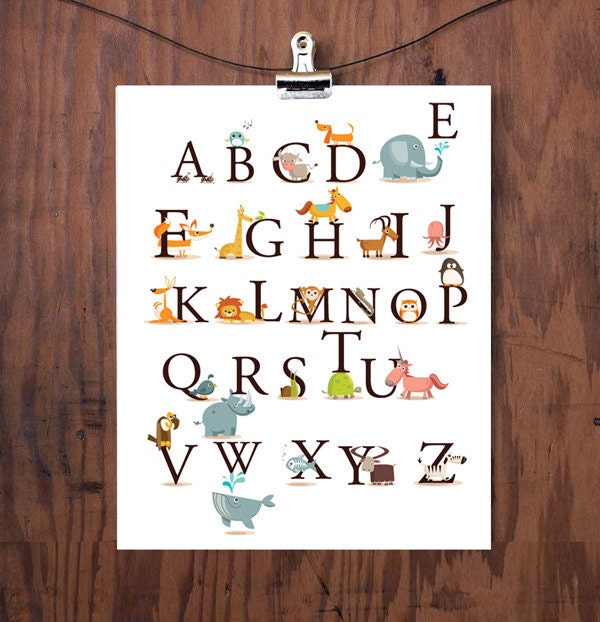 Alphabet Print - 8x10 - Modern Nursery Wall Art