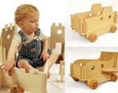 Modular Building Walls and Vehicle Gift Set, open ended toys that work together for hours of imaginative play