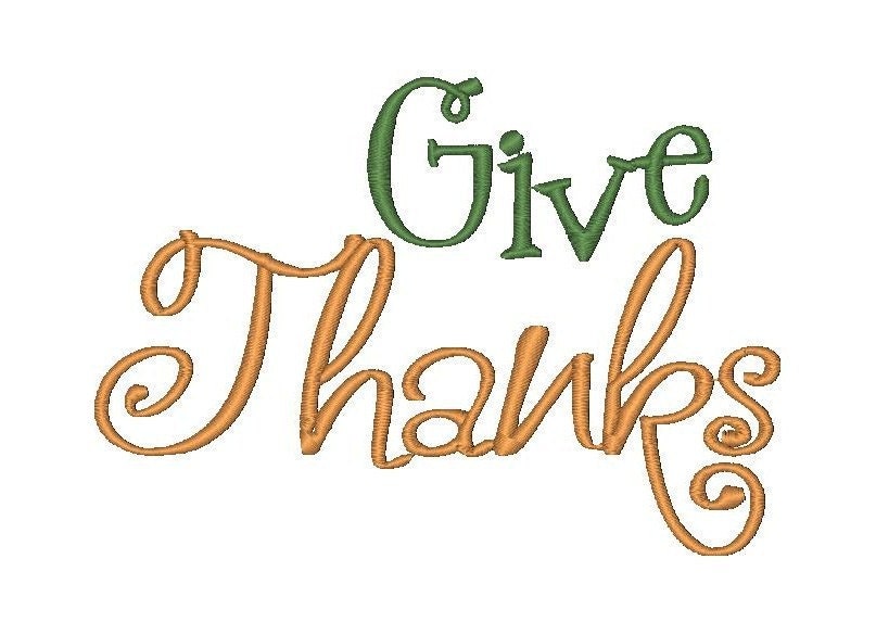 Give Thanks Embroidery Design (2 digital files)