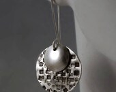 Hammered Stamped Silver Earrings - Full Moon - FREE shipping