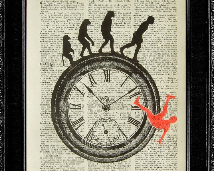 Evolution Fail - ORIGINAL ARTWORK hand painted Mixed Media art print on 8x10 Vintage Dictionary page, Dictionary art, Dictionary print