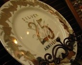 SALE -- Silver 25th Anniversary Porcelain Plate, Vintage