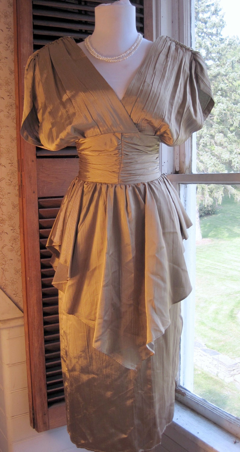Elizabeth Taylors Cleopatra Dress/ Vintage 1940s/50s Golden Dress Size 0 SMALL