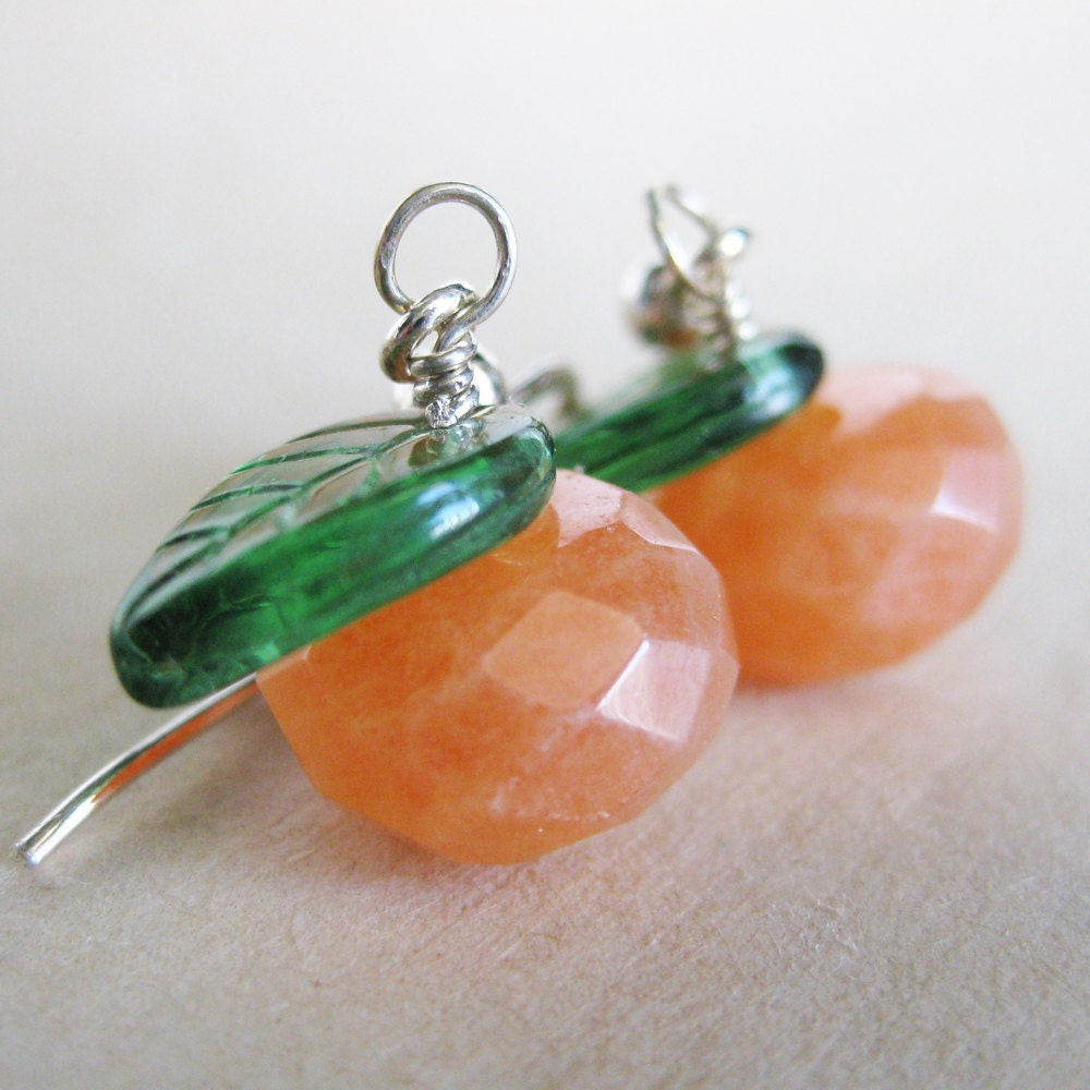 Pumpkin, Clementine, Orange, Tangerine - Orange Jade Very Berry Earrings