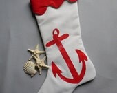 Anchor Christmas stocking 24" nautical marine coastal ocean skipper captain yachting boating sailing red complimentary US shipping