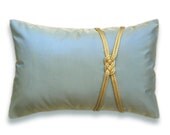 Duck Egg Blue Gold Rope Oblong Pillow Cover 12 x 18 in JESSICA DESIGN