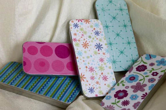 Bright Cheerful Abstract Print Slide Top Box Tins - Set of 5 Large Tins