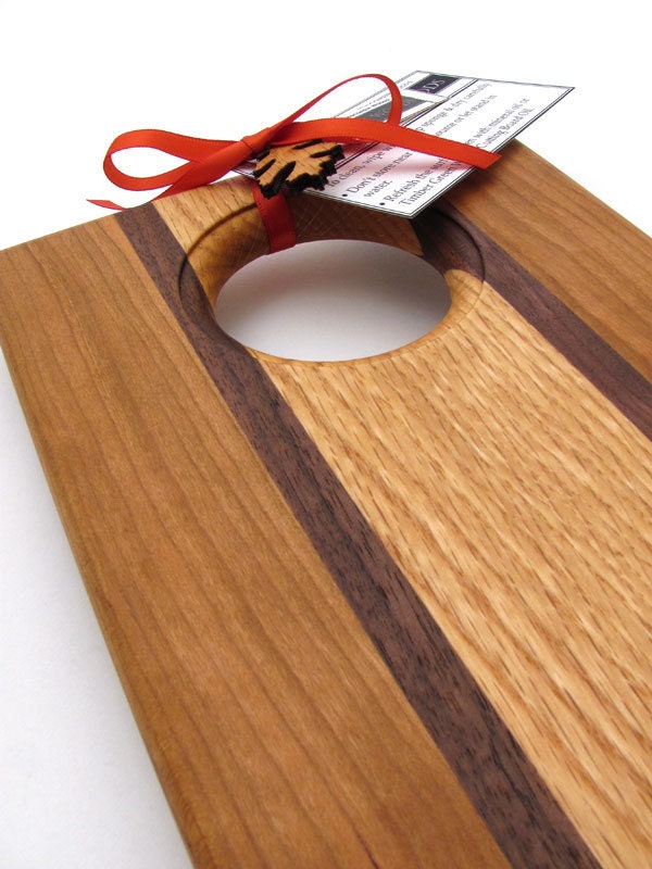 Large Cherry Wood Bread Board - Cutting and Serving Board by Timber Green Woods . Sustainable Forestry Products - TagT Team