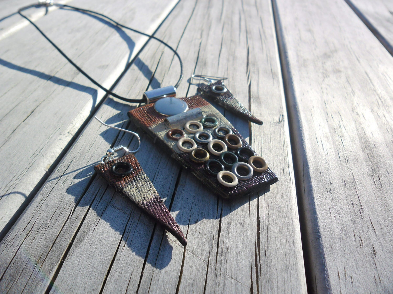 polymer clay pendant earthy and rustic