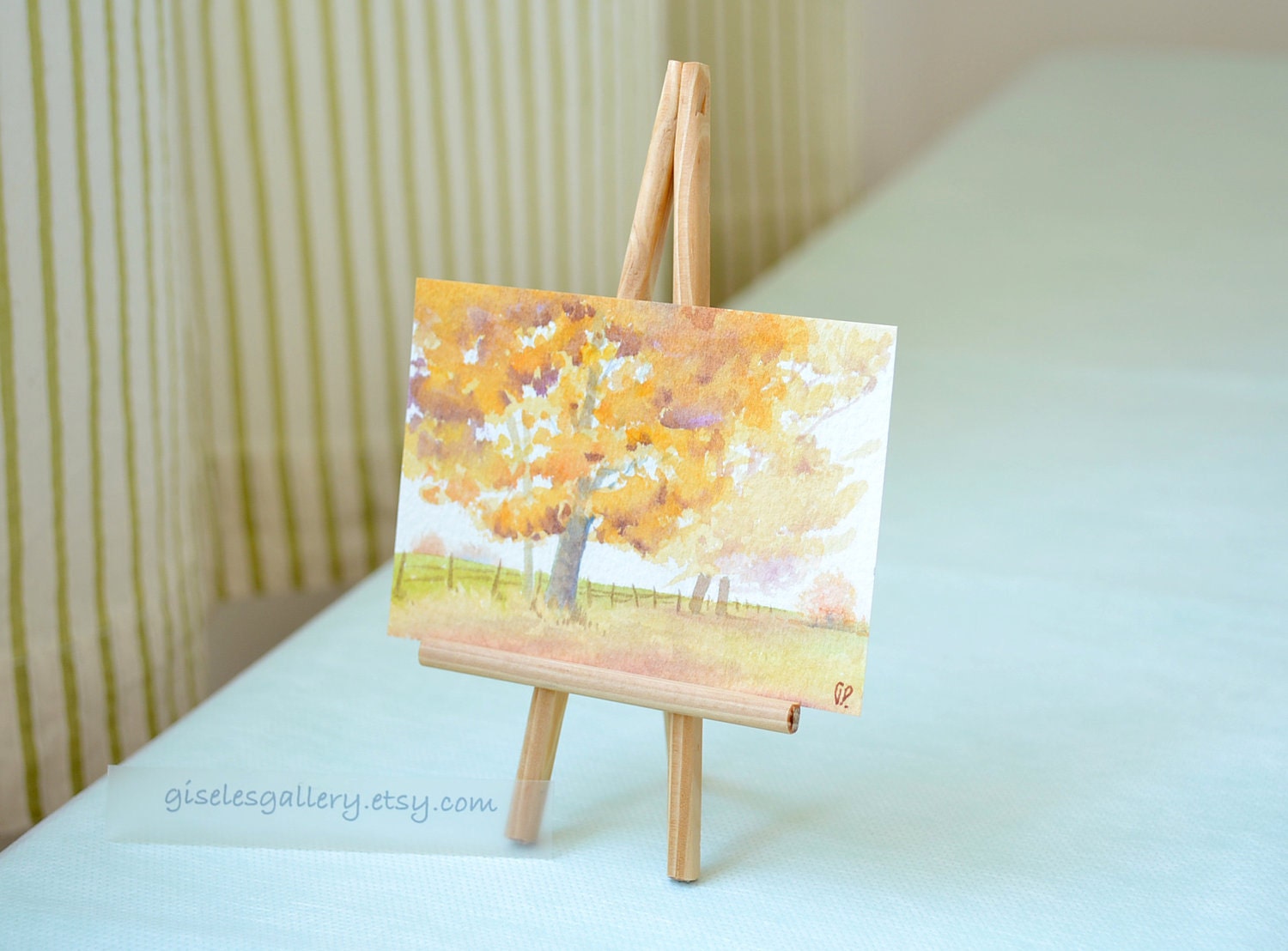 ACEO original watercolor painting - Auburn returns