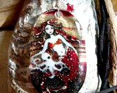 Amazing Mermaid and octopus in the water - fused glass pendant