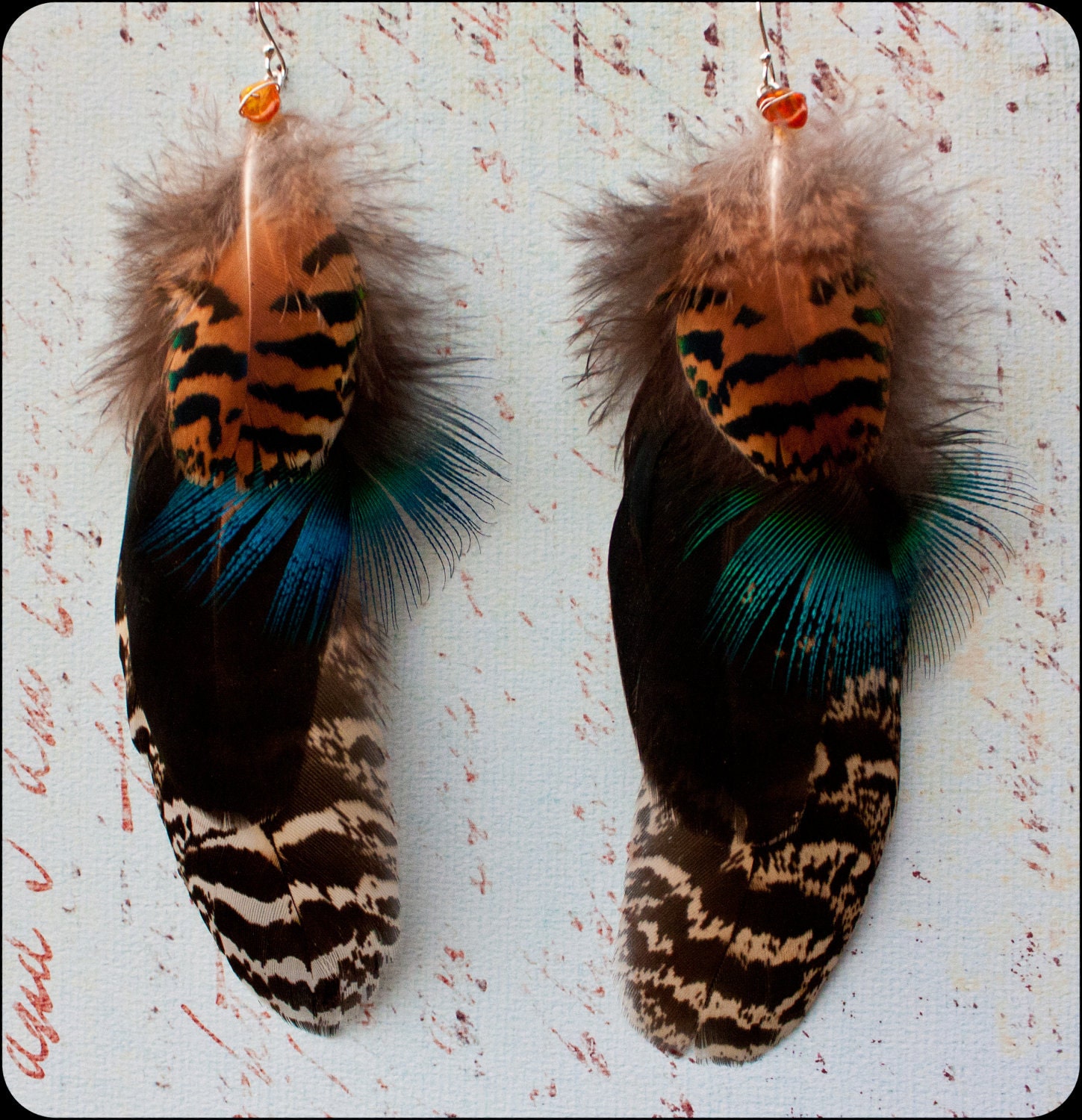 Peacock Feather Earrings - Cruelty Free - FLIGHT