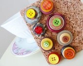 Decorative Tack Set Made With Repurposed Sewing Buttons, Autumn No. 3