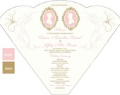 SET OF 25 Vintage Cameo Pink Silhouette Design Wedding Program Fan custom colors available