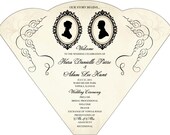 SET OF 25 Vintage Silhouette Design Wedding Program Fan custom colors available