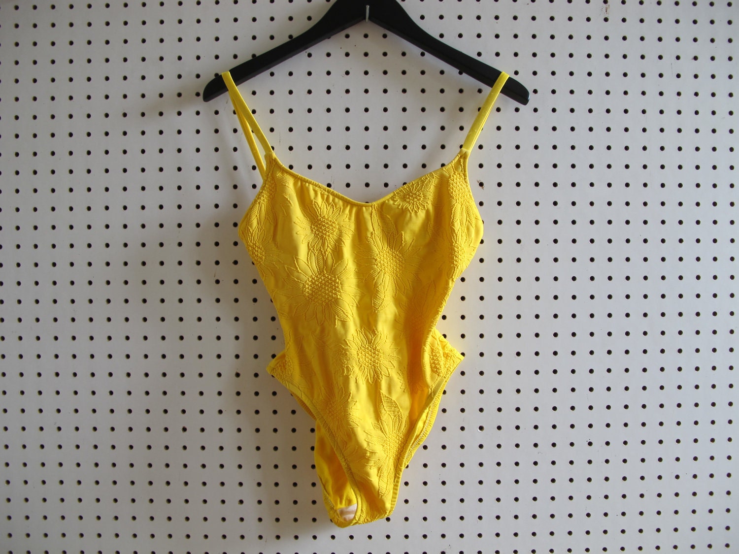 vintage yellow one piece sunflower swimsuit