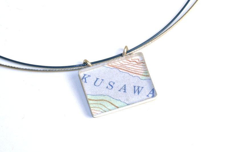 Necklace made from topographic maps of Northern Canada