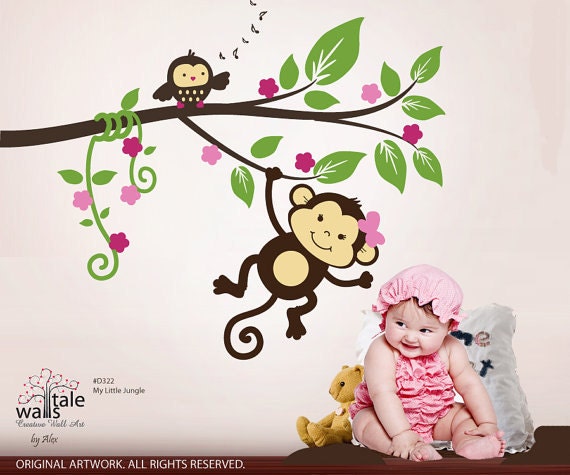 Jungle wall decals - Monkey decals,My little jungle monkeys wall decal
