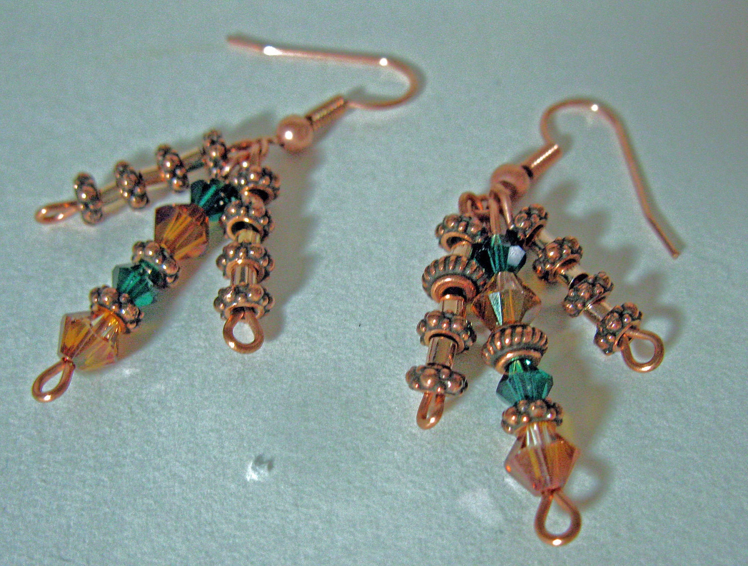 Swarovski Crystal and Copper Earrings