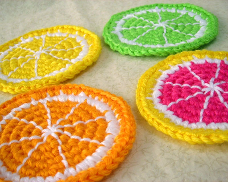Citrus Slice Coasters - Set of 4 - Orange, Lemon, Lime, Grapefruit