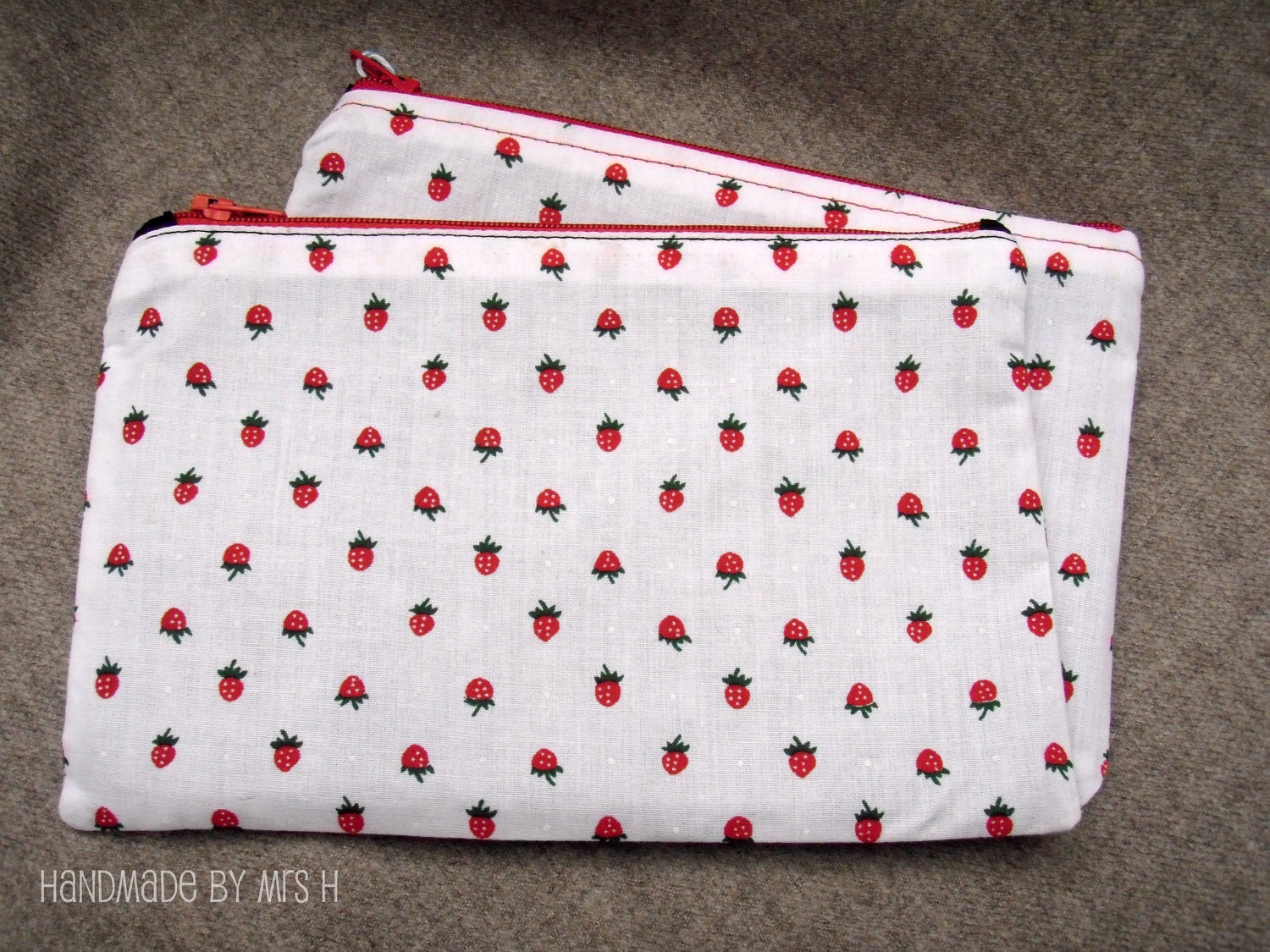 Tiny strawberries toiletries bag / pencil case