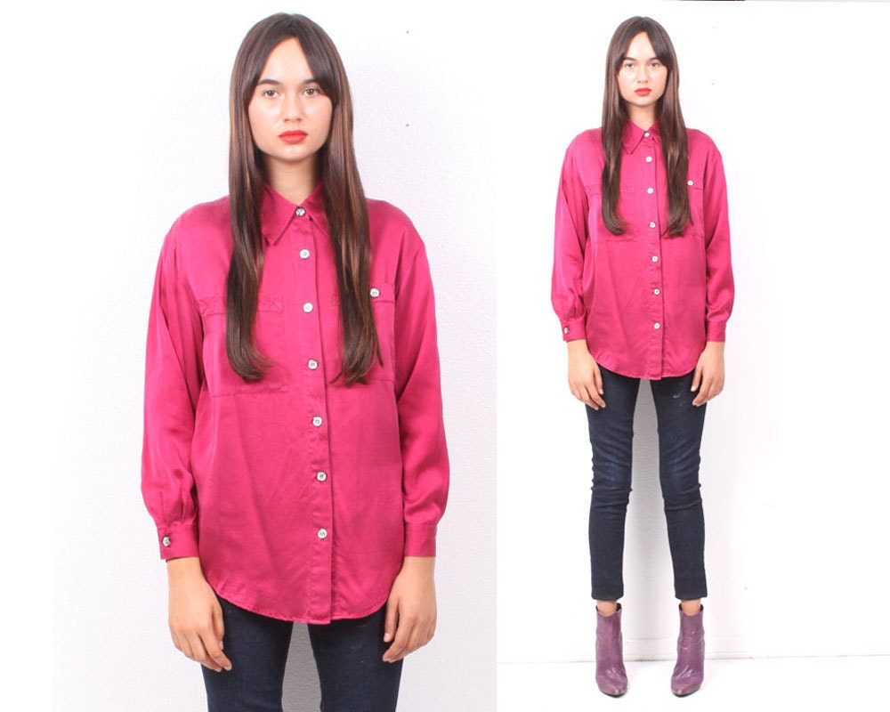 Raspberry Silk Button Down