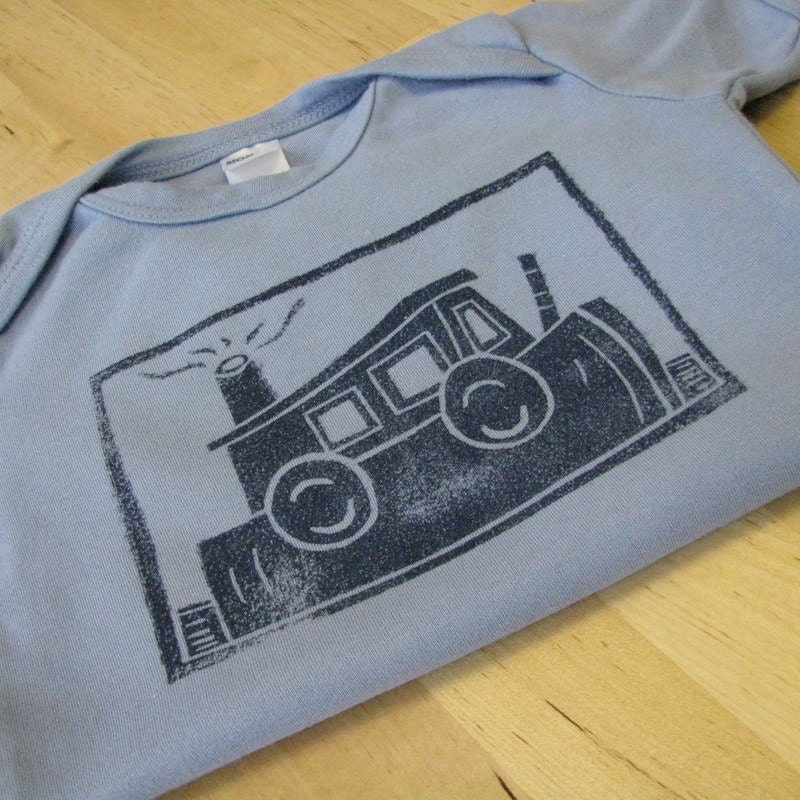 Block Print Boat Shirt - Hand-Dyed, Hand-Printed, 6 to 12 Month Size