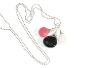 LOIS Pregnancy Necklace- Sterling Silver - Rose Quartz, Amethyst and hot pink Chalcedony