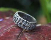 Mens handmade wide silver ring: Intertwined