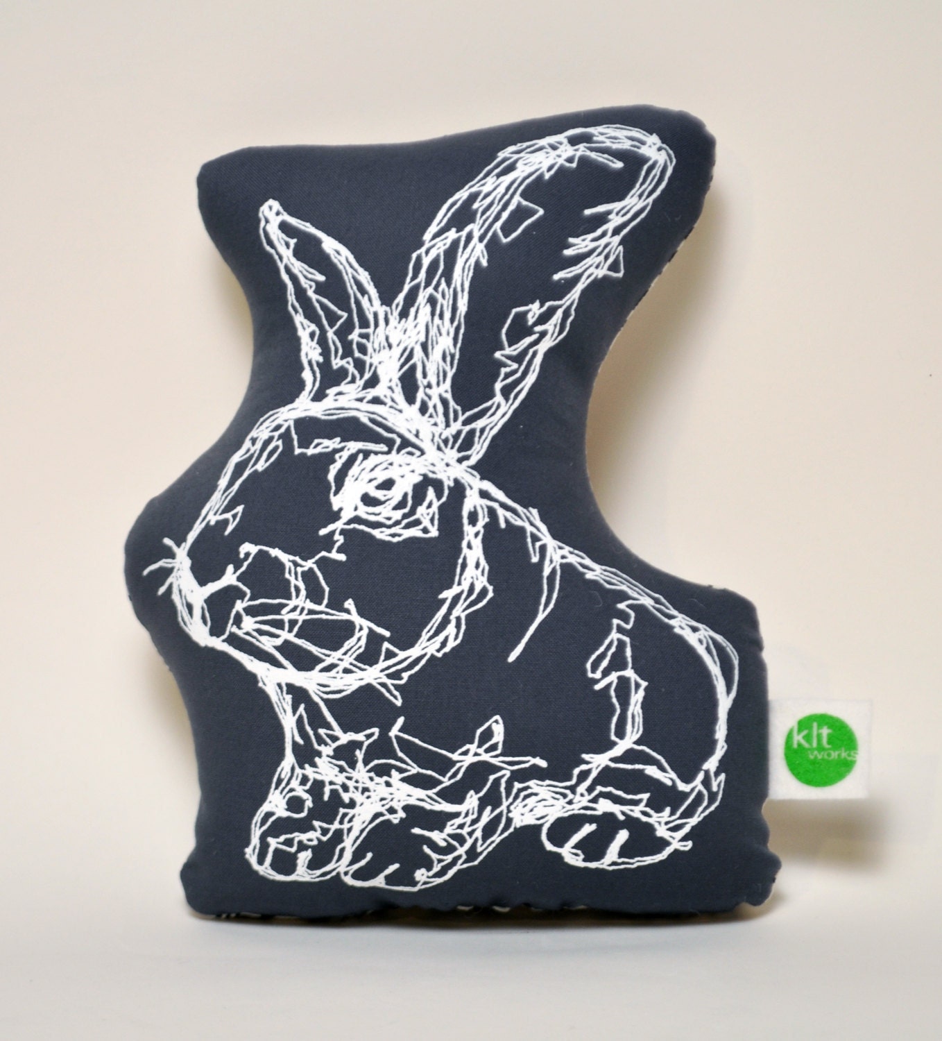Grey Mini Rabbit Plushie- backed w/ Kalla or Ink & Spindle fabric