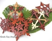 Ornaments Wooden Snowflakes Decorations Christmas Yule Hanukkah Holidays Winter Garland Ornament