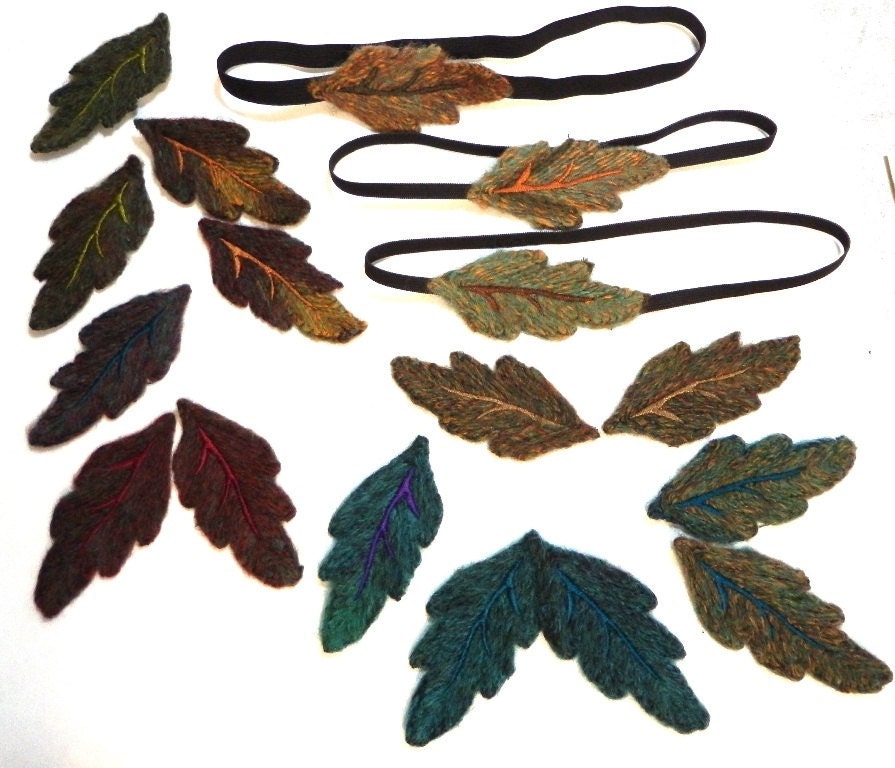 Woodland Embroidered Leaf Clip or Headband