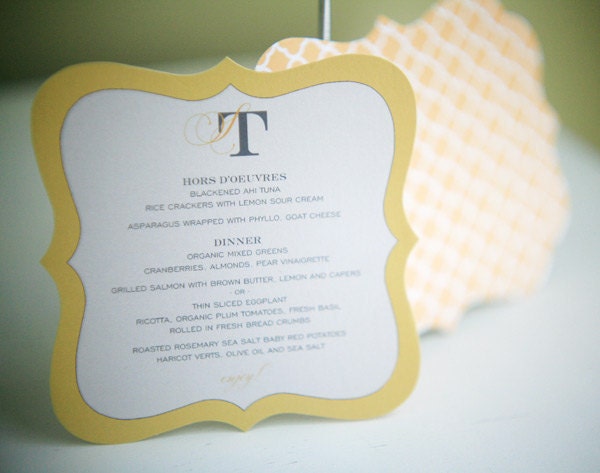 DieCut Wedding Menu Card