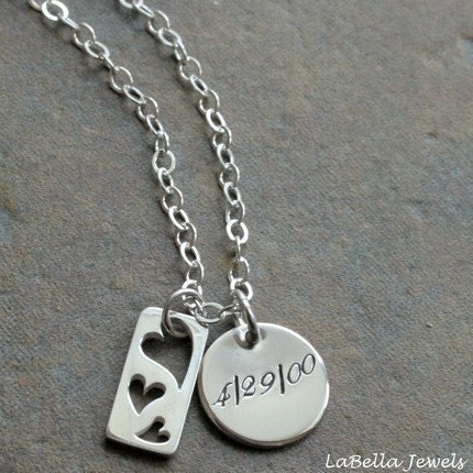 Custom Personalized The Journey Hand Stamped Anniversary Date Necklace