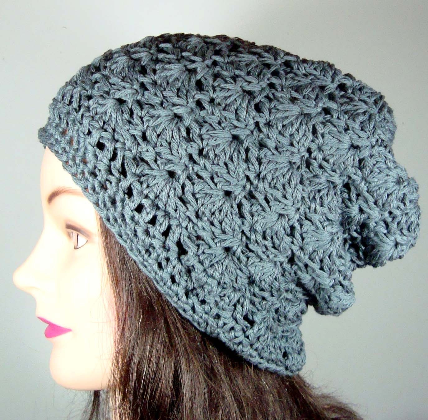 Slate Gray Shells Slouch Beanie, Slouch Hat