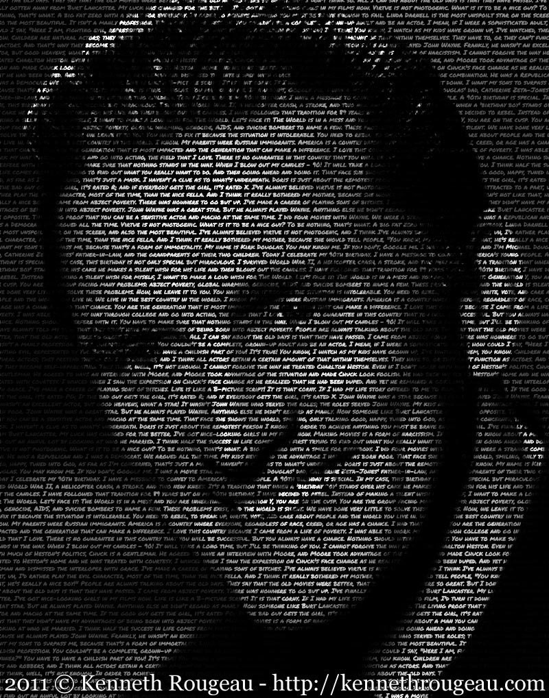 Kirk Douglas - 11x14 Typographical Portrait Fine Art Print