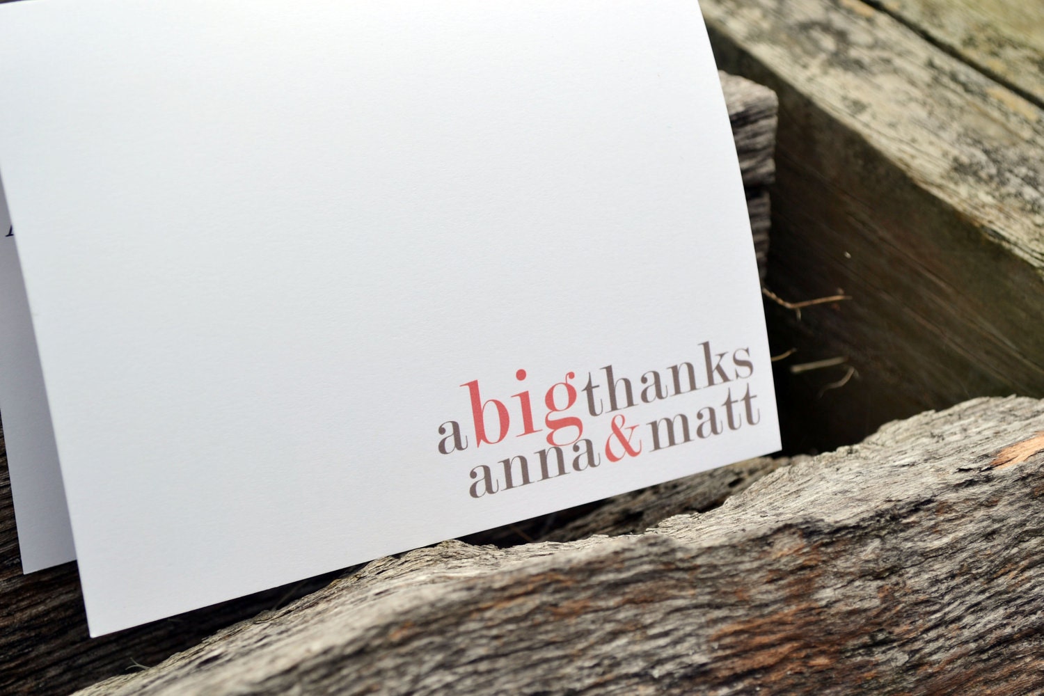 Wedding Thank You Note Cards or Couples Stationery Big Thanks